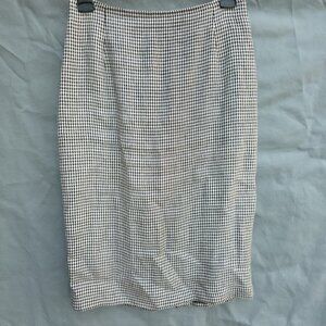 Lauren Ralph Lauren Exclusive Size 10 Linen Houndstooth Pencil Skirt Brown Beige